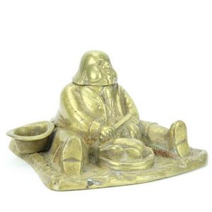 Victorian brass figural Daniel Lambert form ink stand modelled…