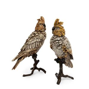 A large pair of Austrian cold painted bronze cockatoos by Franz…