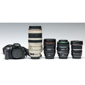 A Canon 650D camera with lenses and accessories Lenses are;,…
