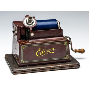 A red Edison Gem phonograph, made in USA, width 25 cm With…