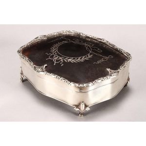 English sterling silver and tortoise shell jewellery casket,…