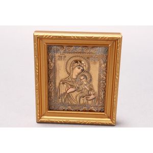 Petite cased icon, printed with the Virgin of Eleousa and the…