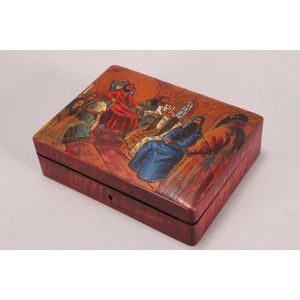 Russian hand painted Poker work box, of rectangular form,…