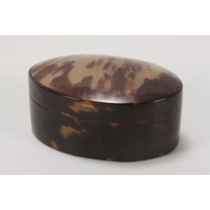 Late 19th century tortoise shell box and cover, of oval form,…