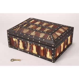 Anglo Indian porcupine quill box, of casket form, featuring…