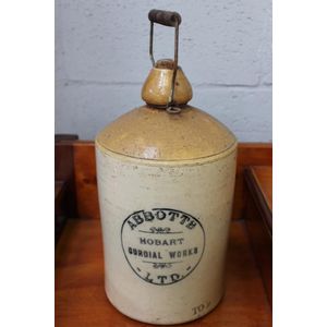Abbotts Hobart cordial works limited stoneware demijohn, chips…