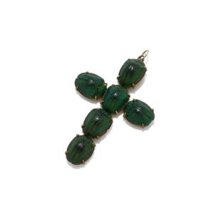 A vintage scarab beetle cruciform pendant, set with 6 scarab&hellip;