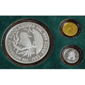Australian proof set silver-gold-platinum. A boxed set of coins…