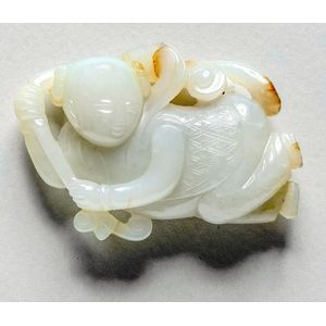 A Chinese pale white jade boy, Qing Dynasty (1644-1911), 6 cm&hellip;