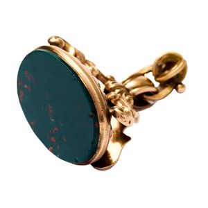Bloodstone fob seal; of ornate design, terminating in an oval&hellip;