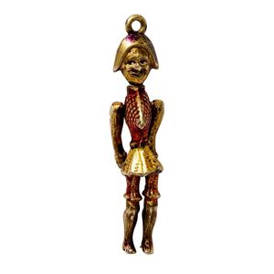 Enamelled Victorian Jester Charm: Articulated Silver Gilt, 29mm, 2g 