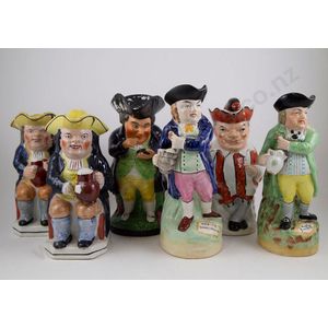 Six various 19th century Toby jugs, including Mr Punch, Hearty…