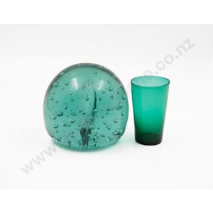 Victorian bottle green glass 'Bubble' dump, with Bristol green…