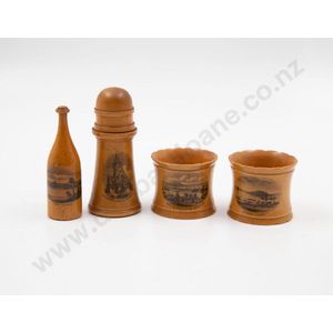 Pair Victorian mauchline ware napkin rings, together with…