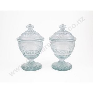 2 Antique Cut hot Glass Sweet Meat Dishes, Georgian, Pedestal Bases, British Isles Antique