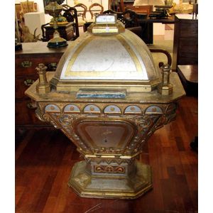 An antique European tabernacle in silver and gilt finish with…