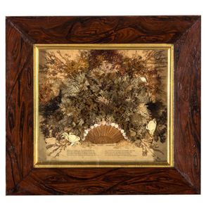A Victorian seaweed picture, faux Brazilian rosewood frame,…