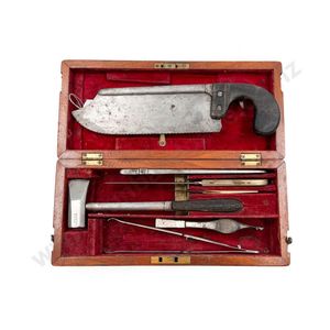 19th century mahogany cased field surgeons case, with 7 various…
