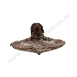 Victorian novelty carved oak & cast metal inkstand, the oak…
