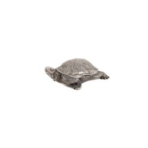 Novelty silverplate tortoise inkwell, hinged shell opening to…