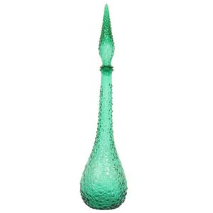 Genie bottle, Empoli Italy, diamond point decanter, in green…