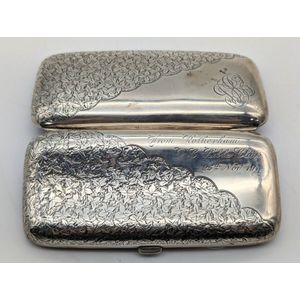 English sterling silver cigar case, Edwardian silver cigar case…