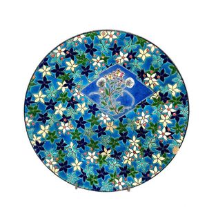 France/Longwy 手塗りエナメル細工飾りプレート　ターコイズブルー Longwy (France) ceramics - price guide and values