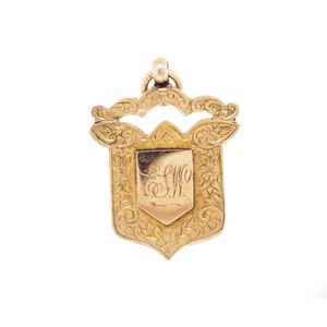 Edwardian 9ct rose gold fob medal marked Birmingham 9 375 1906…