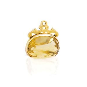 Antique citrine & 9ct yellow gold fob spinner marked 9ct.&hellip;