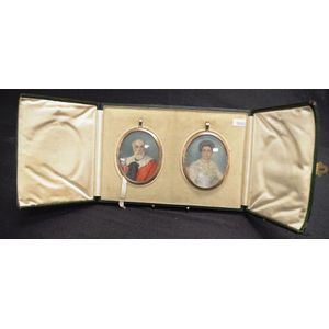 Good pair gold framed miniatures by Turrell hand painted…