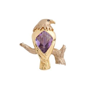 Large Victorian 15ct Gold Amethyst and Aquamarine Spider Brooch