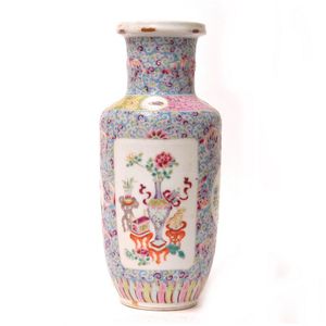 China antique Porcelain QianLong colour enamels Eight Immortals cross sea Vases