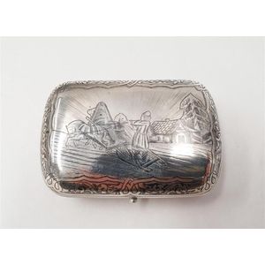 A 19th century Russian silver and niello work snuff box,…