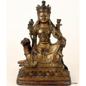A gilt bronze figure of Simhanada Avalokiteshvara, 20th century…