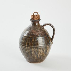 Early Len Castle Flagon: Earthenware Bulbous Form with Strap Handle ...