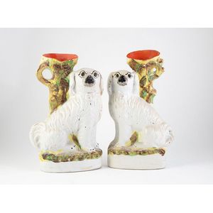 Staffordshire Dog Spill Vases Pair - Staffordshire - Ceramics