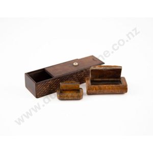 Two Victorian fruit wood snuff boxes and trinket box, plain…