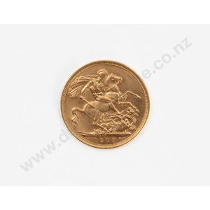 1907 full gold sovereign, Melbourne mint