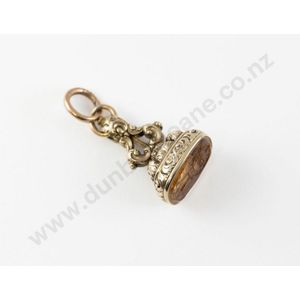 Large Victorian 15ct gold plated citrine seal fob, acanthus&hellip;