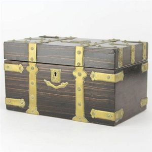 Victorian coromandel tea caddy with extensive brass decoration…