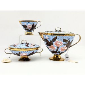 Russian sterling silver set, three piece set gilded Soviet era…