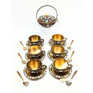 Russian sterling silver coffee set, six person set gilded…