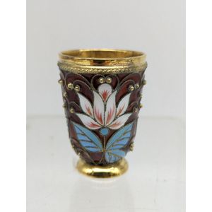 Russian sterling silver vodka cup, gilded Soviet era 925 silver…