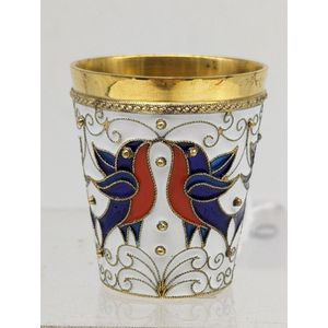Russian sterling silver vodka cup, gilded Soviet era 925 silver…