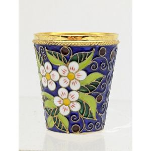 Russian sterling silver vodka cup, gilded Soviet era 925 silver…