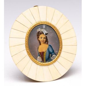 An ivory framed miniature of a lady, signed Hil bottom right,…