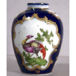 Worcester Blue Scale Ground Vase with Bird Decoration - Worcester ...