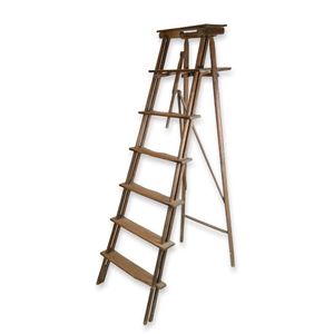 Library Metamorphic Vintage Wood Folding Step Ladder