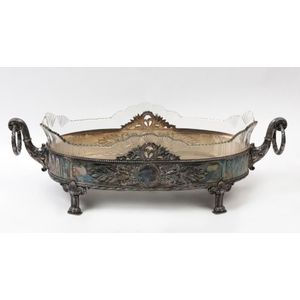 A WMF style silver plate tureen with cut glass insert