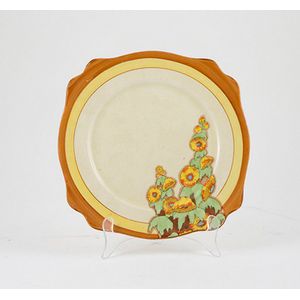 CLARICE CLIFF ART DECO NEWPORT POTTERY 8"-WIDE SIDE PLATE 